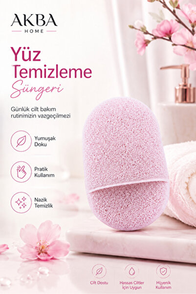 AKBA HOME Yüz Temizleme Süngeri Peeling Etkili Parmak Geçirmeli Yumuşak Cilt ...