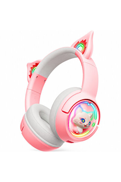 Velixo Căști de gaming wireless cu urechi de pisică, Bluetooth 5.3, circumaur...