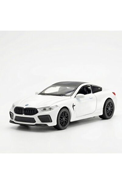 DrKala Mașină metalică mecanică, Model BMW M8 Coupe, Scară 1:32, Alb Alpin