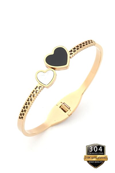 takantakana Vip, Double Heart, Handcuff Bracelet, Stoned Design, in Wooden Bo...