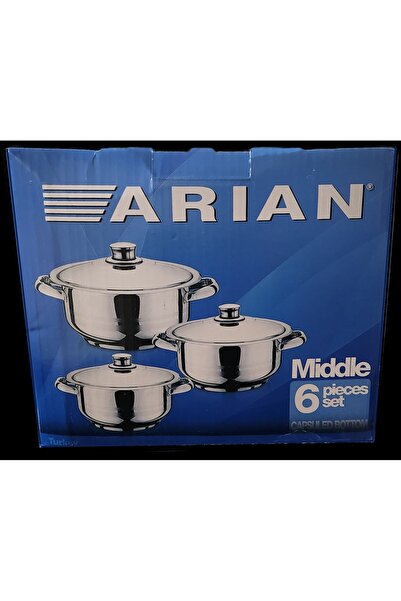 Arian Set oale din inox, fund dublu cu capac 6 piese, cantitate 3 litri, 4 li...