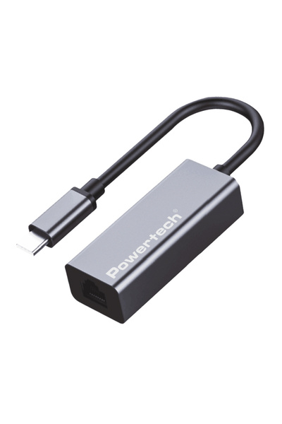 POWERTECH αντάπτορας δικτύου PT-1455, USB-C, 1000Mbps Ethernet, γκρι