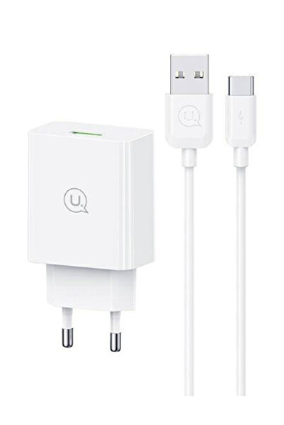 Usams φορτιστής τοίχου SCXLTZ02 με καλώδιο USB-C, USB, 18W, λευκός