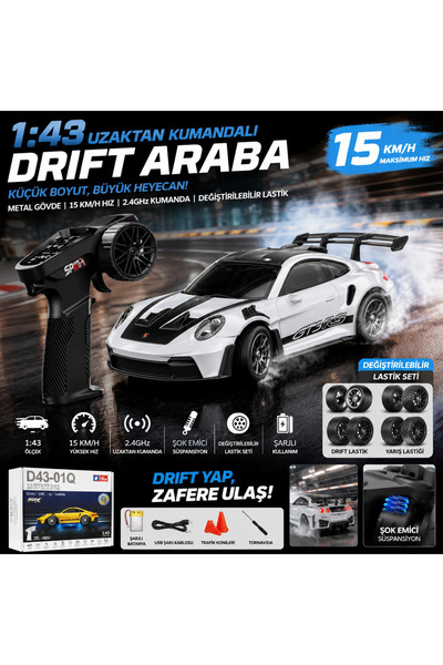 TRUST STORE Uzaktan Kumandalı 1:43 Metal Drift Araba 15 KM/H Hız | 2.4GHz Kum...