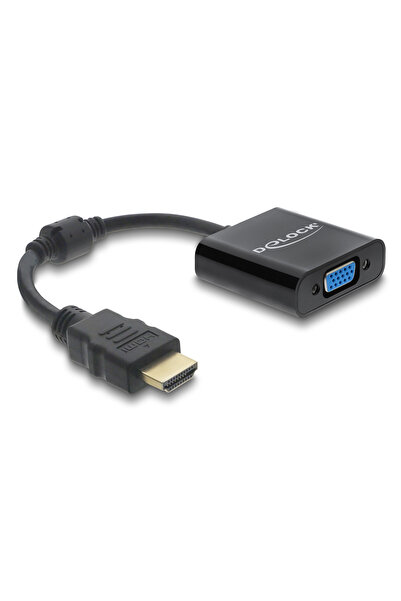 DELOCK αντάπτορας HDMI σε VGA 61077, 1080p, μαύρος