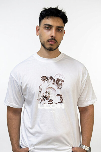 Anetos Leon the Professional Design Printed Oversize White T-Shirt