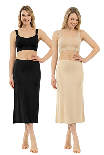 X MODAL Women's Viscose Fabric Below Knee Long Skirt Dress Lining Underskirt ...