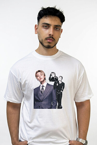 Anetos Jimin Design Printed Oversize White T-Shirt
