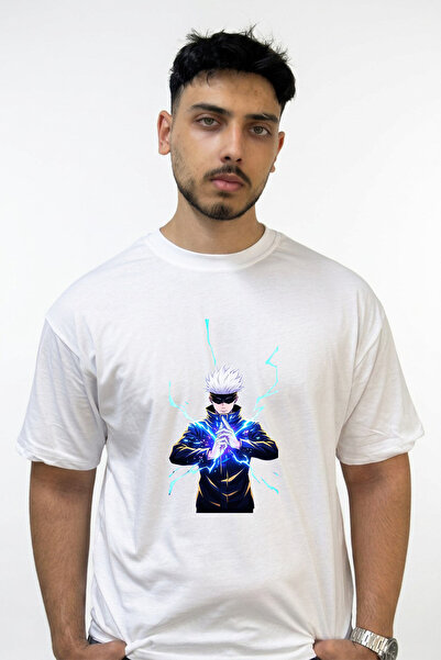 Anetos Gojo Satoru_14 Design Printed Oversize White T-Shirt