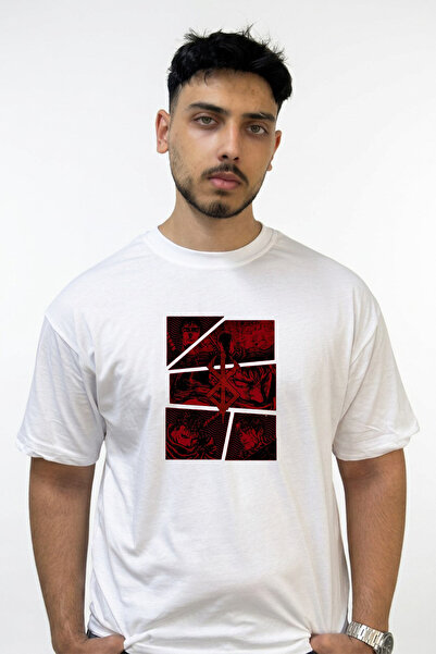 Anetos Berserk Guts_1 Design Printed Oversize White T-Shirt