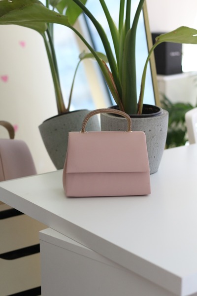 Moom Bag Women's Powder Satin Stone Detailed Evening Dress Shoulder Bag