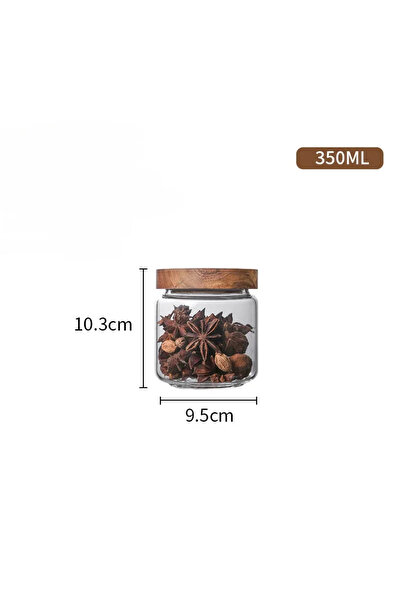 Choice4 350ml 1pcs Wood Lid Orgnizer Glass Airtight Canister Kitchen Storage ...