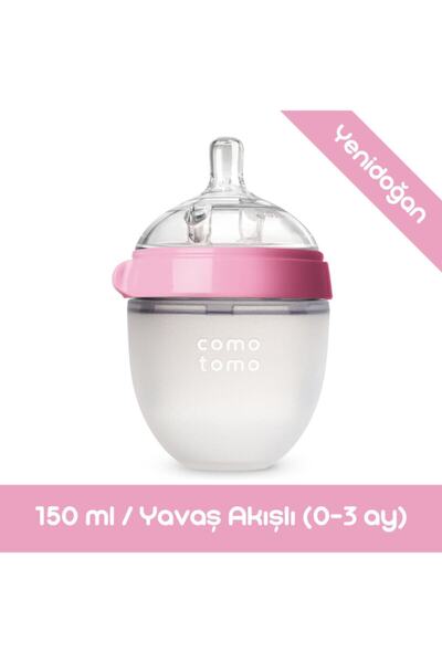 Empressco Antikolik Silikon Biberon 150ml Pembe - Yavaş Akışlı (0-3 AY) Yenid...