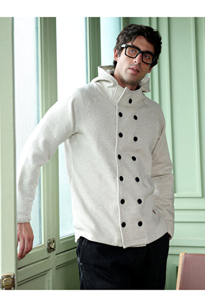 Campus Sutra By Styli Men Grey Double-Breasted Fleece Jacket