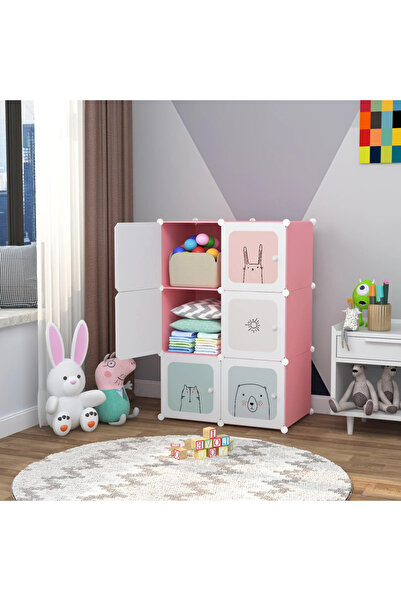 AT Performance Dulap modular pentru copii, Roz, AT PERFORMANCE®, 6 rafturi De...
