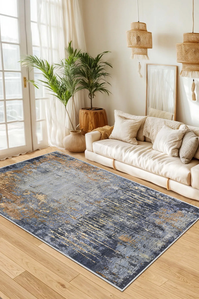 Hülya Home Salon Halısı Mutfak halısı Yolluk Geometrik İskandinav Eskitmeli Dijital Baskı Yıkanabilir halı 9156