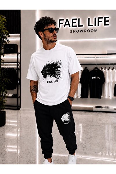 FAEL LİFE Unisex Wide-Let T-Shirt and Trackpants Tiger Printed Set