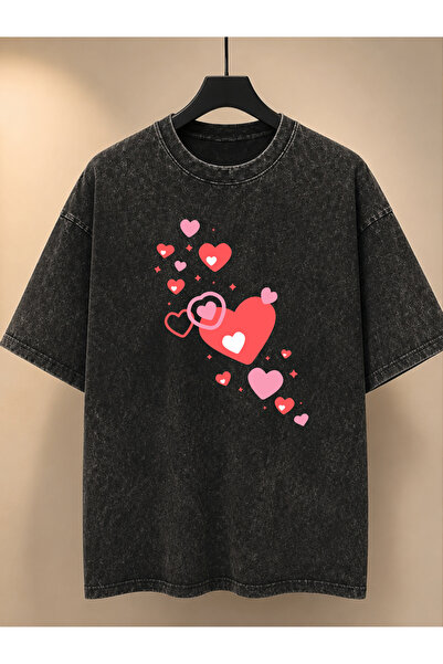 ELAN WEAR تي شيرت كبير الحجم للجنسين قابل للغسل، تي شيرت مغسول بتصميم عتيق عل...