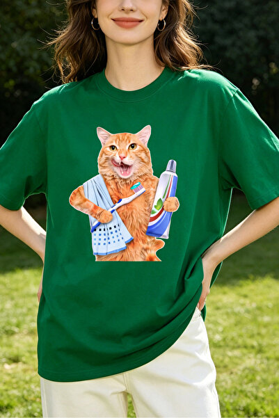 Fleck Womens T Shirts Cat With Toothbrush And Toothpaste Graphic Print Casual...