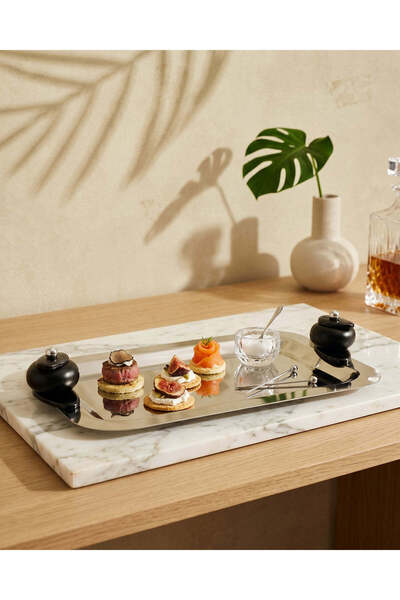 REDTAG Silver Rectangal Serving Tray With Handels