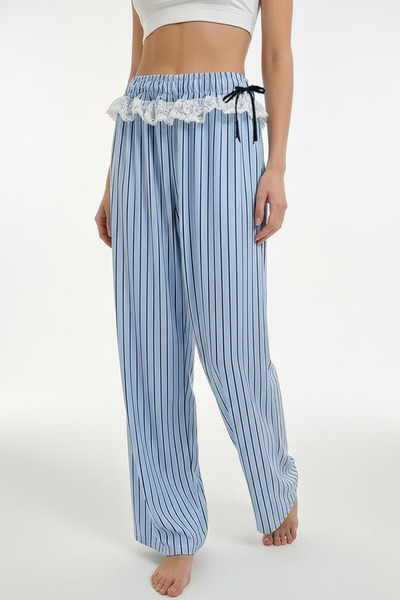 girlstop Kadın Desenli Dantelli Bol Paça Pantolon