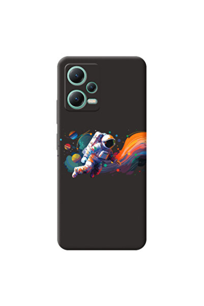 Other Xiaomi Redmi Note 12 Pro 5G Rainbow Space Black Colored Silicone TPU Θήκη