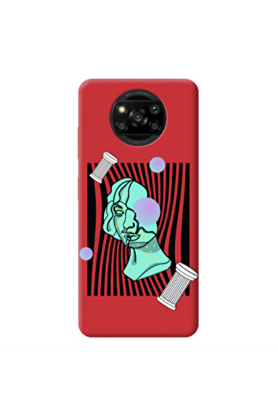 Other Xiaomi Poco X3 /X3 Pro Columns Red Colored Silicone TPU Θήκη
