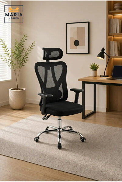 MARIA HOMES Executive Ergonomic Mesh Office Chair with Adjustable Headrest, A...