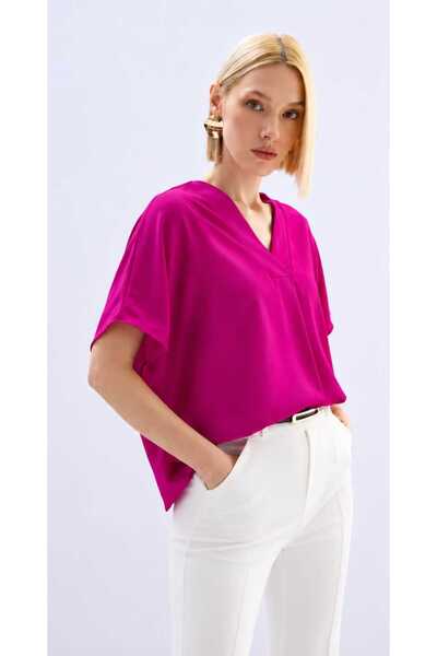 Butik Kısa Kollu V Yaka Bluz
