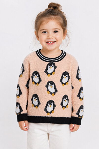 Babyhola Penguin Patterned Girls' Sweater 23212