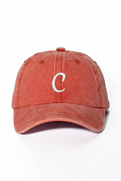 ŞapkaMania Black Embroidered Washable Vintage Unisex Hat with Letter C