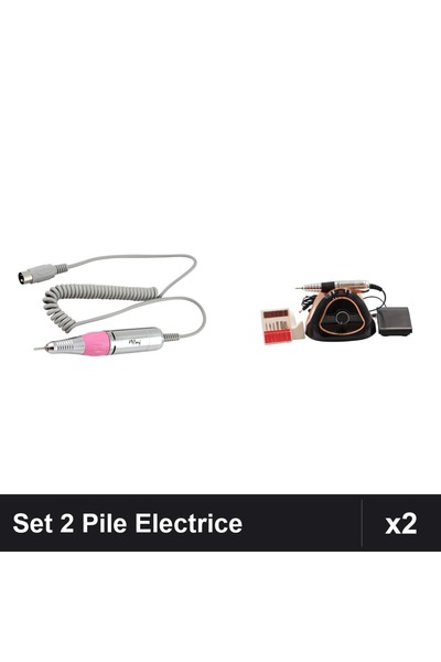 NAİLS Set 2 Pile Electrice Manichiură Pedichiură 68W 45000 RPM M15 + Mandrină...