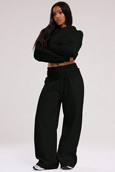Tarz Cool Women's Oversize 2 Thread Yarn Wide Leg Sweatpants Relaxed Fit