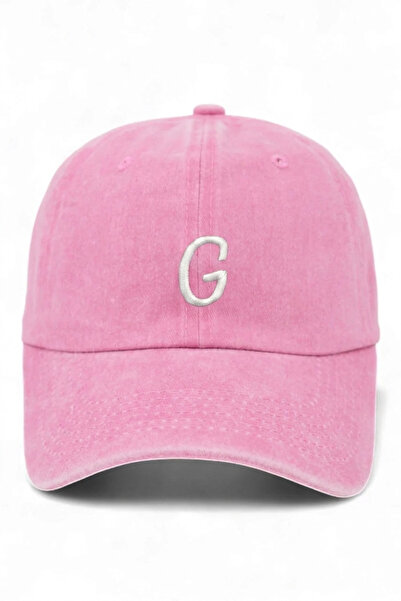 ŞapkaMania G Letter Powder Embroidered Washable Vintage Unisex Hat
