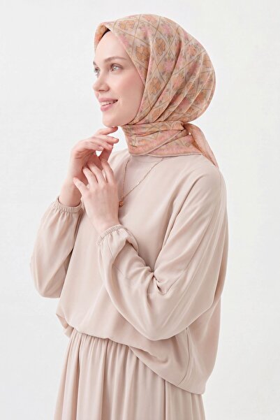 Silk Home Soft Scarf Minimal Motif Light Beige