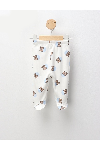 MiniKids Pantaloni cu botosei Ace Trase, Toy Bear, alb-albastru
