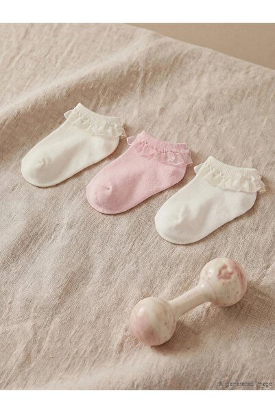LC Waikiki Tulle Ruffled Baby Girl Booties Socks 3-Pack (S6)