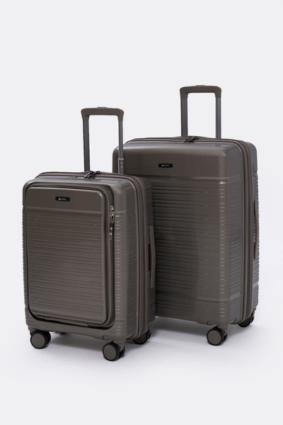 Torry Premium Series PP 2'li Valiz Seti Orta + Kabin Gri
