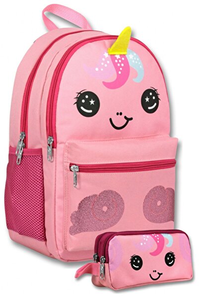 ÜMİT ÇANTA (Pink) Girls' Cute Unicorn Pattern Primary School Bag and Pencil C...