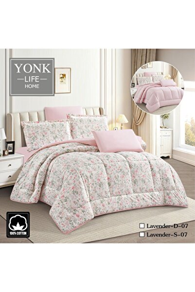 YONK Lavender Nefren 100% Cotton Double-Sided 6 Piece Duvet - Natural Cotton ...