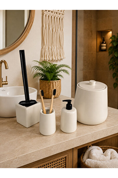 Zigzag Home Decorative 4-Piece Bohemian Style Bathroom Set: Trash Can, Toilet...