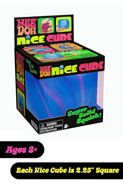 Needoh Nice Cube -Sensory Squeeze Toy with Super Solid Squish -Blue- 2.25" Cu...