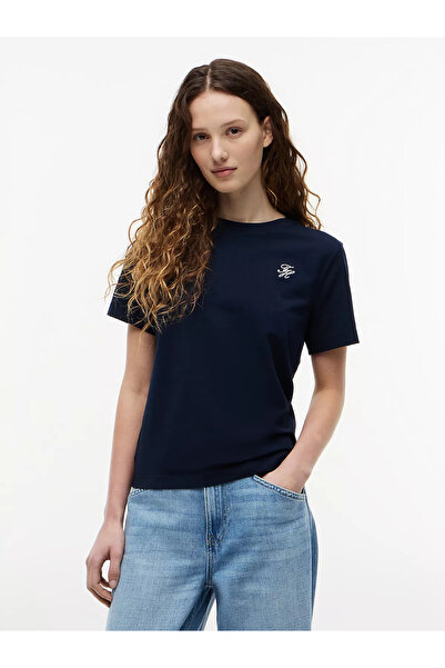 Tommy Hilfiger Tricou de damă cu gât rotund, mânecă scurtă, croială dreaptă, ...