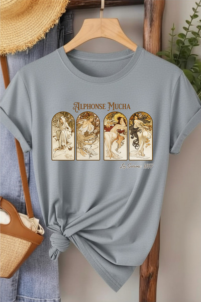 l'eivor Alphonse Mucha Printed Women's Cotton T-Shirt