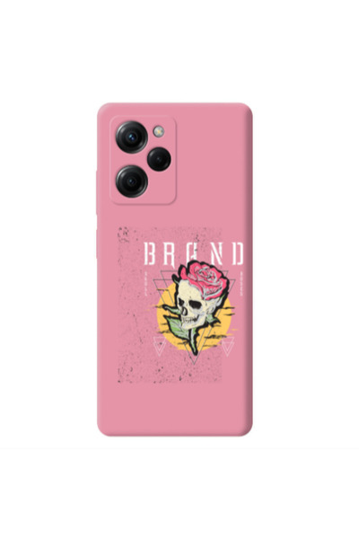 Other Xiaomi Poco X5 Pro Skull Roses Pink Colored Silicone TPU Θήκη