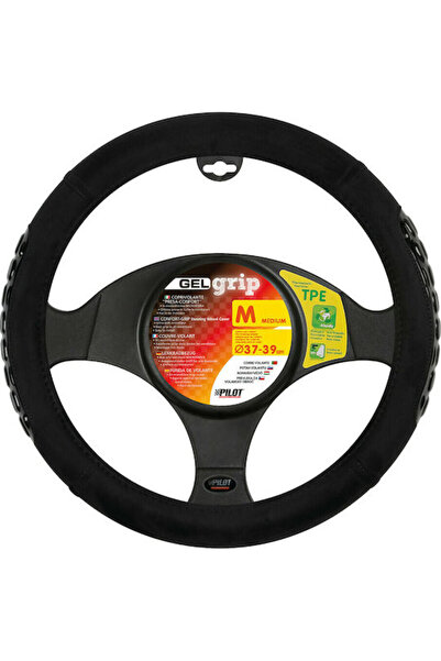 Lampa Car Steering Wheel Cover Gel Grip with Diameter 37-39cm Microfiber Black