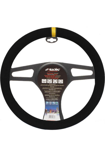 Simoni Racing Car Steering Wheel Cover with Diameter 37-39cm Microfiber Black