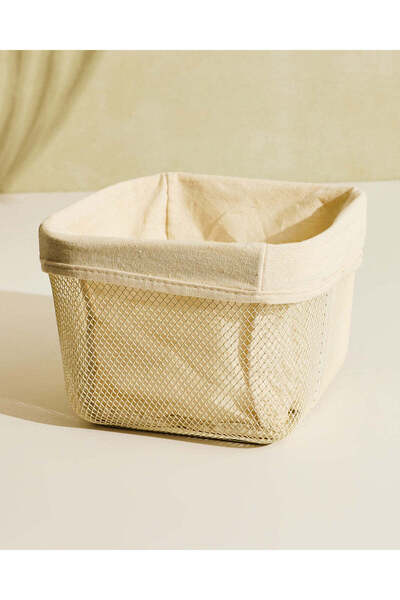 REDTAG White Metal Square Storage Basket With Fabric Lining
