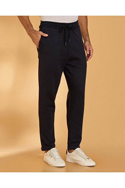 REDTAG Men Black Pique Interlock Pull-on Pants