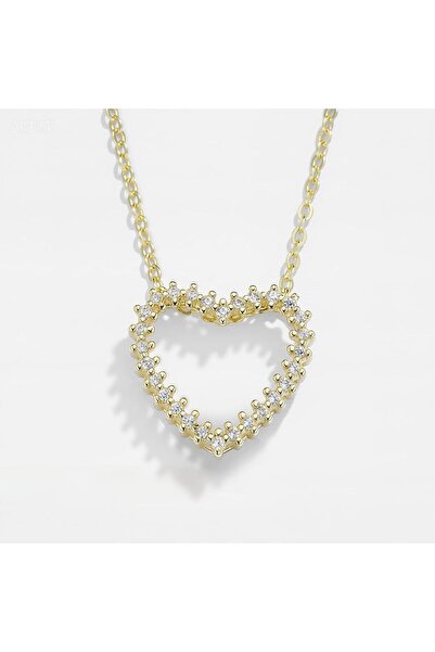 SaraQabi 14k gold plated heart zircon necklace